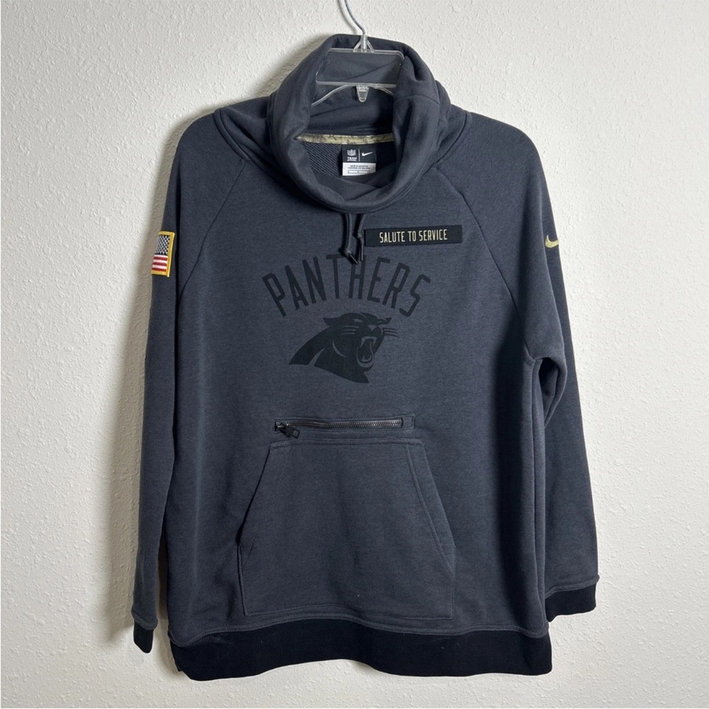 Carolina Panthers NFL Nike Salute To Service High Neck Cowl Neck Sweatshirt Sz S
